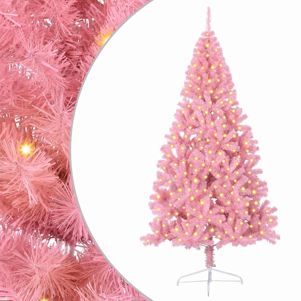 Albero di Natale artificiale con luci integrate Rosa 210 cm PVC