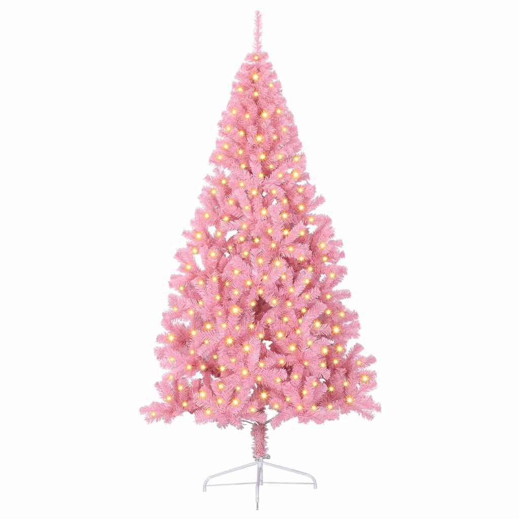 Albero di Natale artificiale con luci integrate Rosa 210 cm PVC