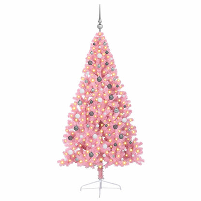 Albero di Natale artificiale con luci integrate Rosa 210 cm PVC