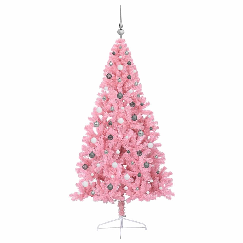 Albero di Natale artificiale con luci integrate Rosa 210 cm PVC