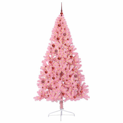 Albero di Natale artificiale con luci integrate Rosa 210 cm PVC