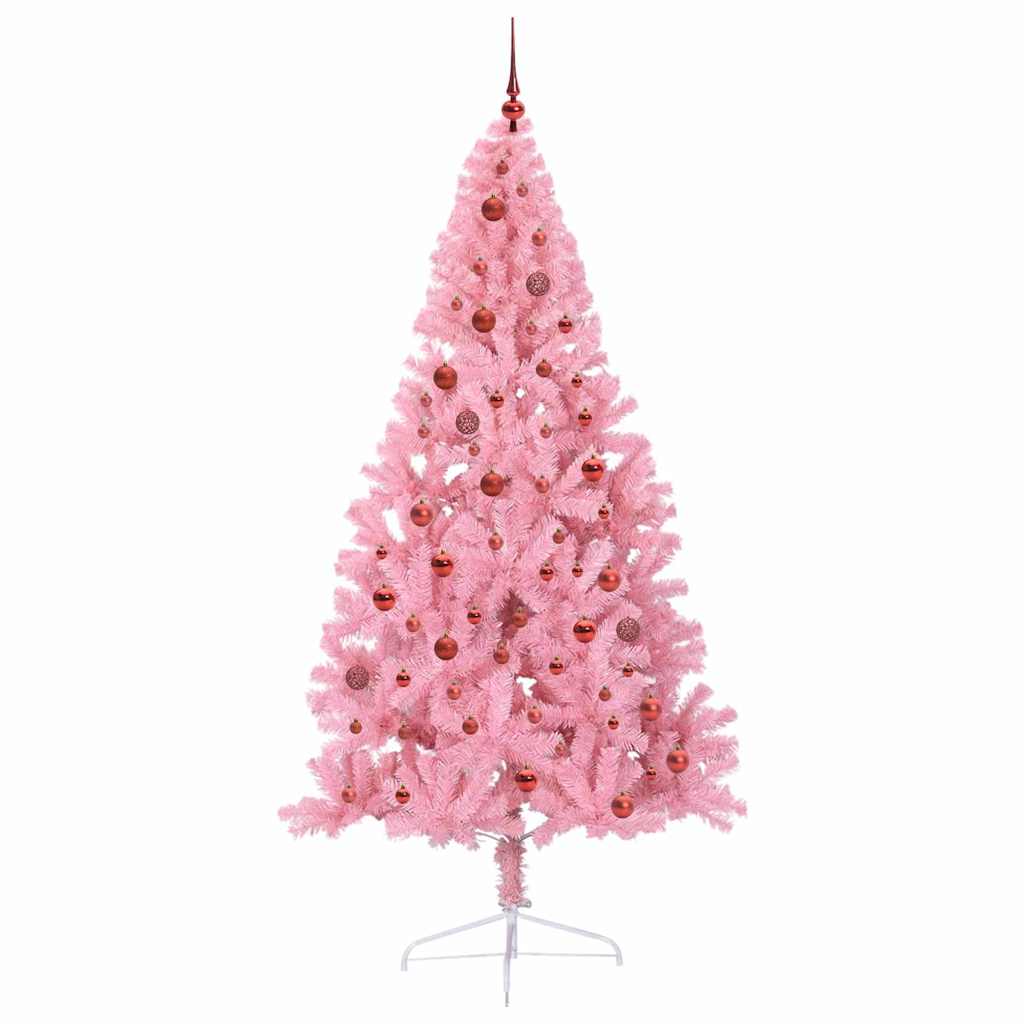 Albero di Natale artificiale con luci integrate Rosa 210 cm PVC