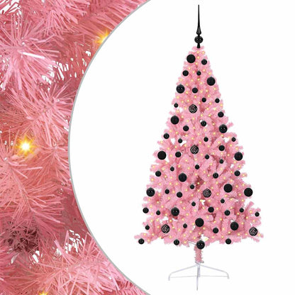 Albero di Natale artificiale con luci integrate Rosa 210 cm PVC