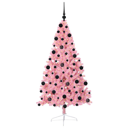 Albero di Natale artificiale con luci integrate Rosa 210 cm PVC
