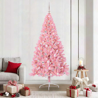 Albero di Natale artificiale con luci integrate Rosa 210 cm PVC