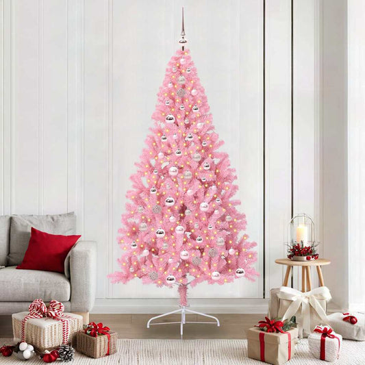 Albero di Natale artificiale con luci integrate Rosa 210 cm PVC
