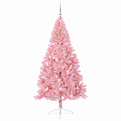 Albero di Natale artificiale con luci integrate Rosa 210 cm PVC