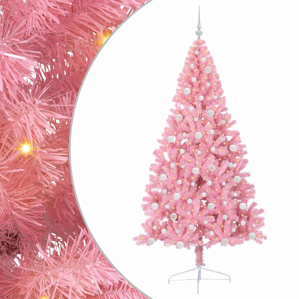 Albero di Natale artificiale con luci integrate Rosa 210 cm PVC