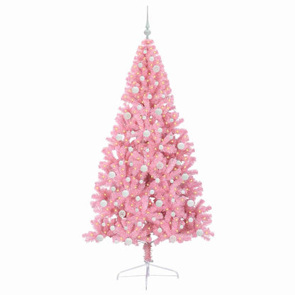 Albero di Natale artificiale con luci integrate Rosa 210 cm PVC