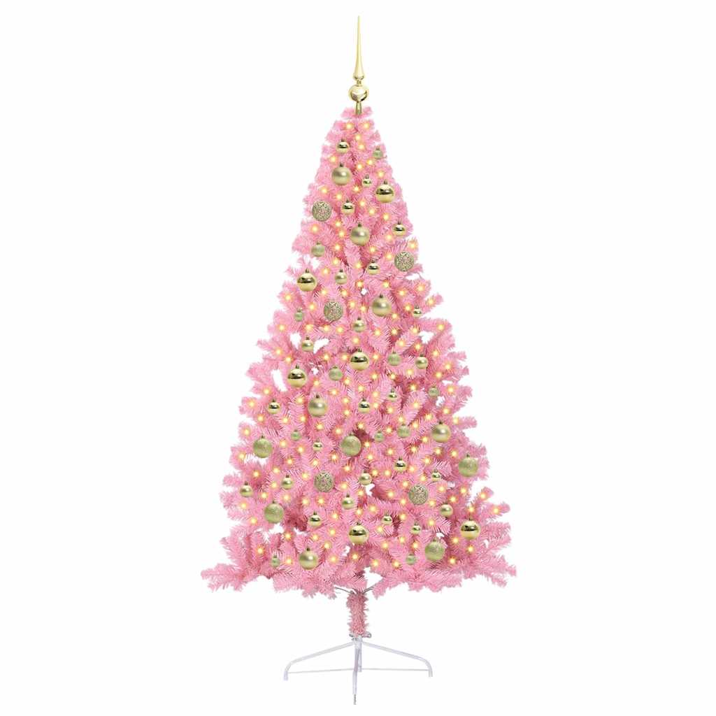 Albero di Natale artificiale con luci integrate Rosa 210 cm PVC