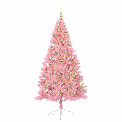Albero di Natale artificiale con luci integrate Rosa 210 cm PVC