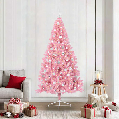 Albero di Natale artificiale con luci integrate Rosa 210 cm PVC