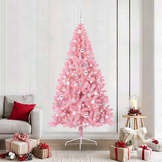 Albero di Natale artificiale con luci integrate Rosa 210 cm PVC