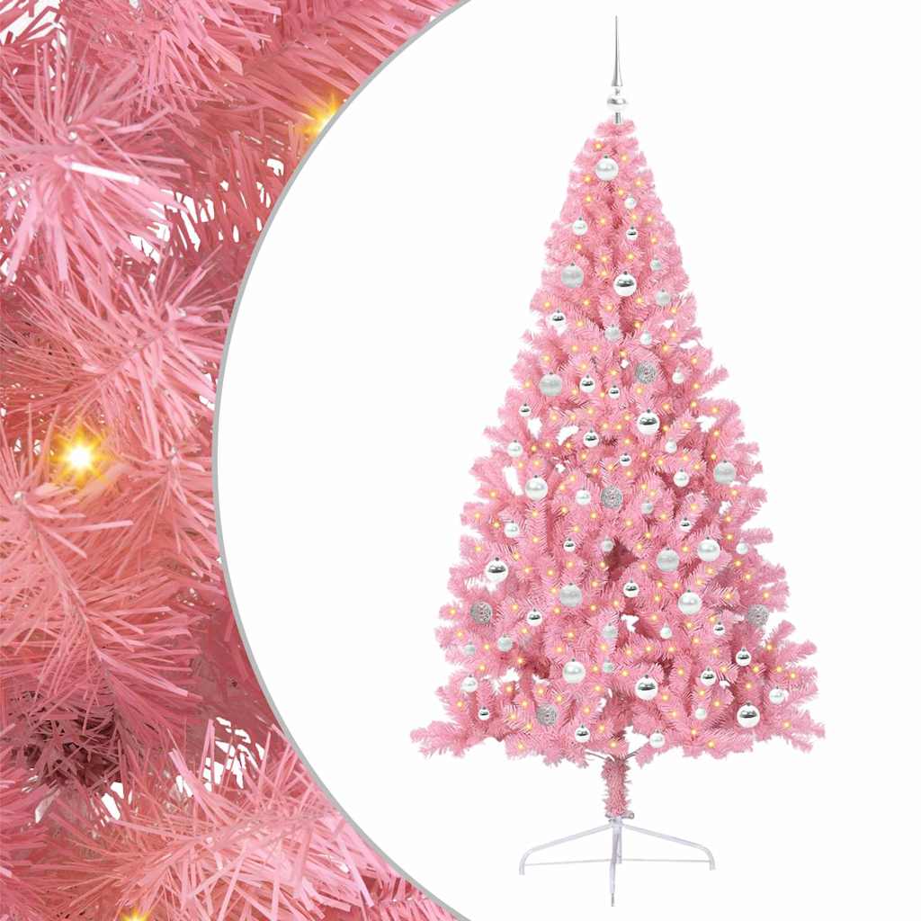 Albero di Natale artificiale con luci integrate Rosa 210 cm PVC