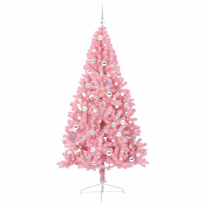 Albero di Natale artificiale con luci integrate Rosa 210 cm PVC