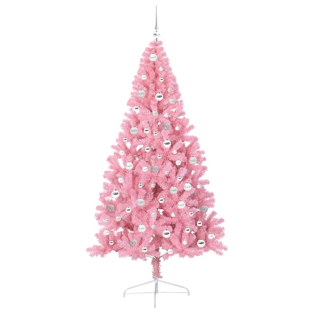 Albero di Natale artificiale con luci integrate Rosa 210 cm PVC