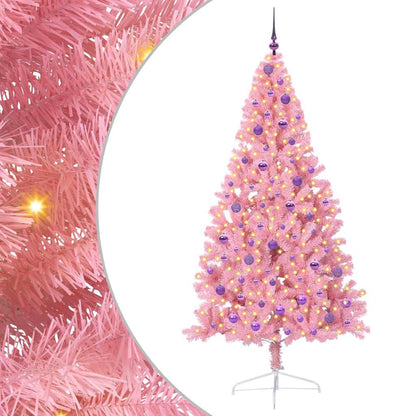 Albero di Natale artificiale con luci integrate Rosa 210 cm PVC