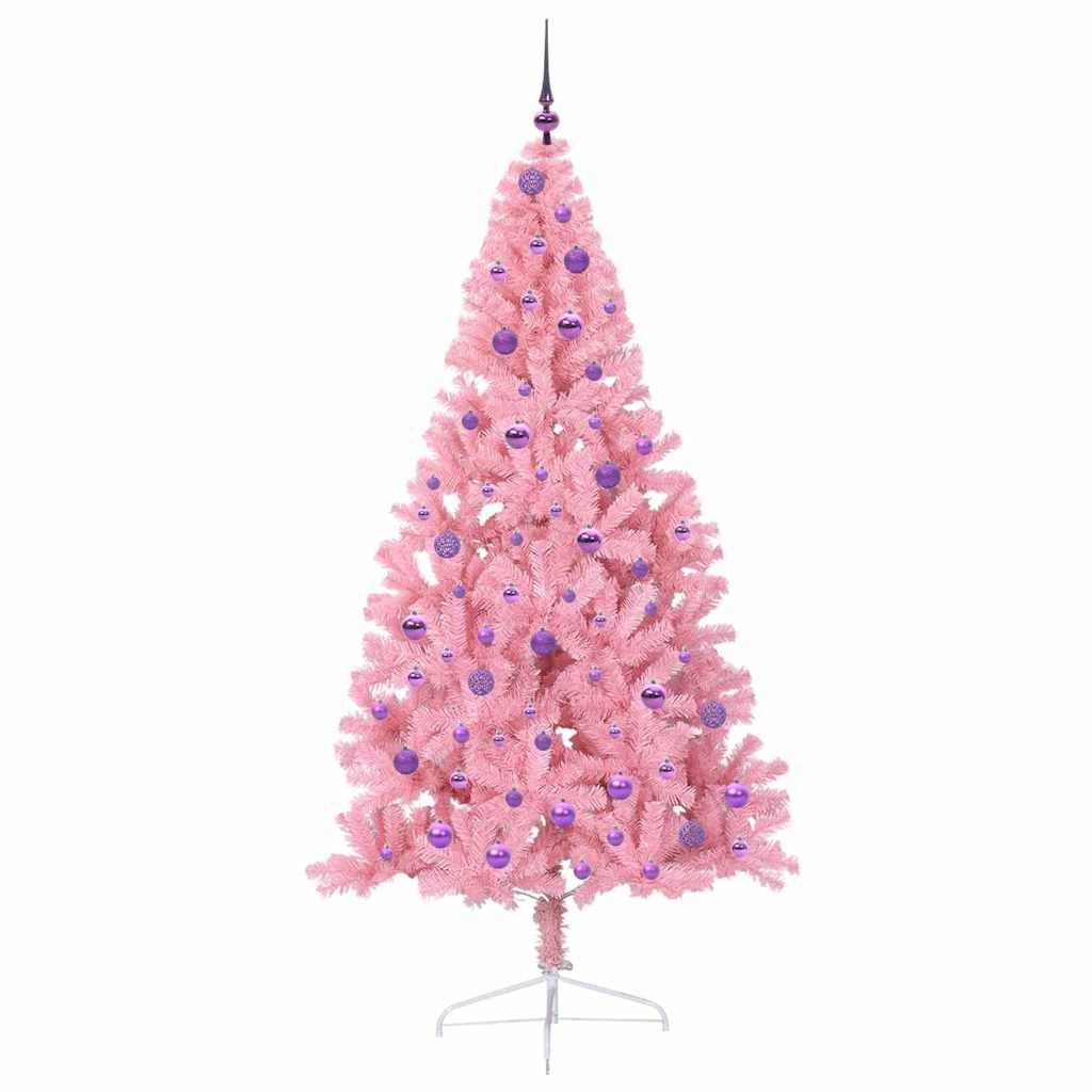 Albero di Natale artificiale con luci integrate Rosa 210 cm PVC