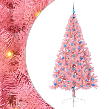 Albero di Natale artificiale con luci integrate Rosa 210 cm PVC