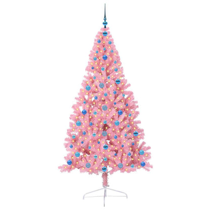 Albero di Natale artificiale con luci integrate Rosa 210 cm PVC
