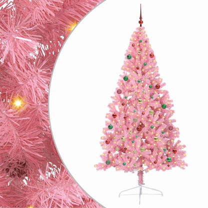 Albero di Natale artificiale con luci integrate Rosa 210 cm PVC