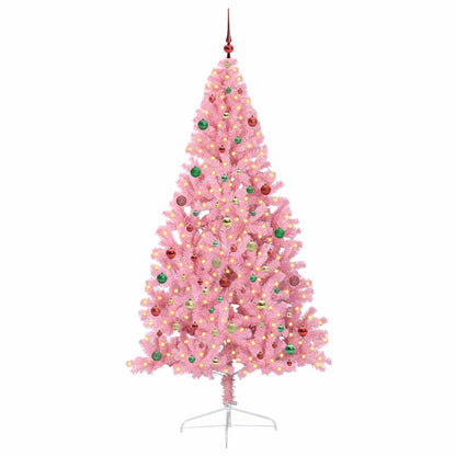 Albero di Natale artificiale con luci integrate Rosa 210 cm PVC