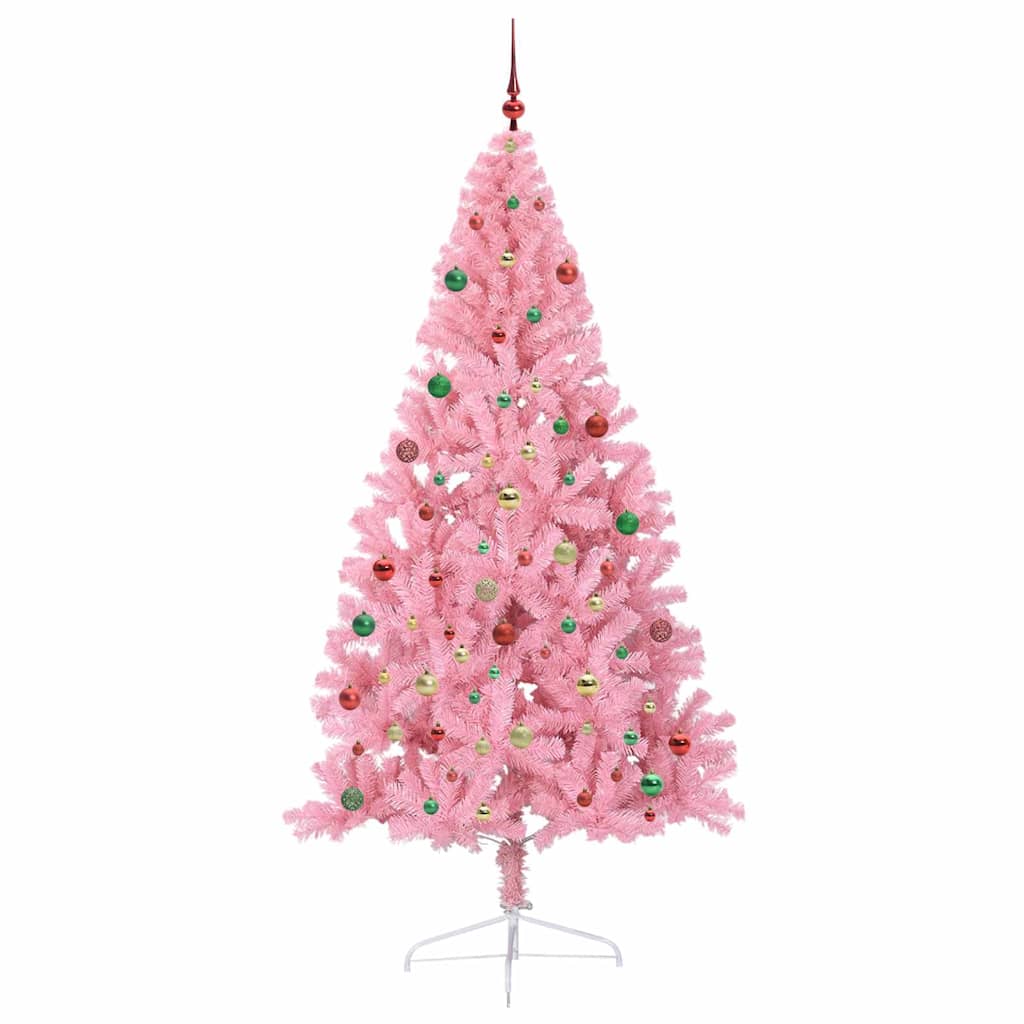 Albero di Natale artificiale con luci integrate Rosa 210 cm PVC