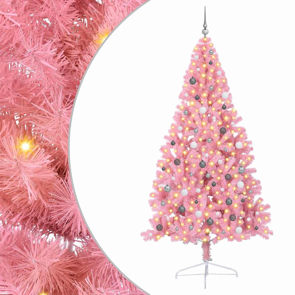 Albero di Natale artificiale con luci integrate Rosa 240 cm PVC