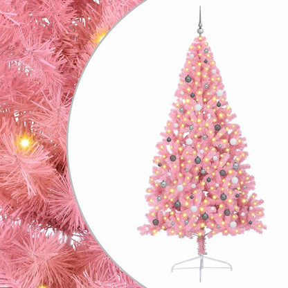 Albero di Natale artificiale con luci integrate Rosa 240 cm PVC