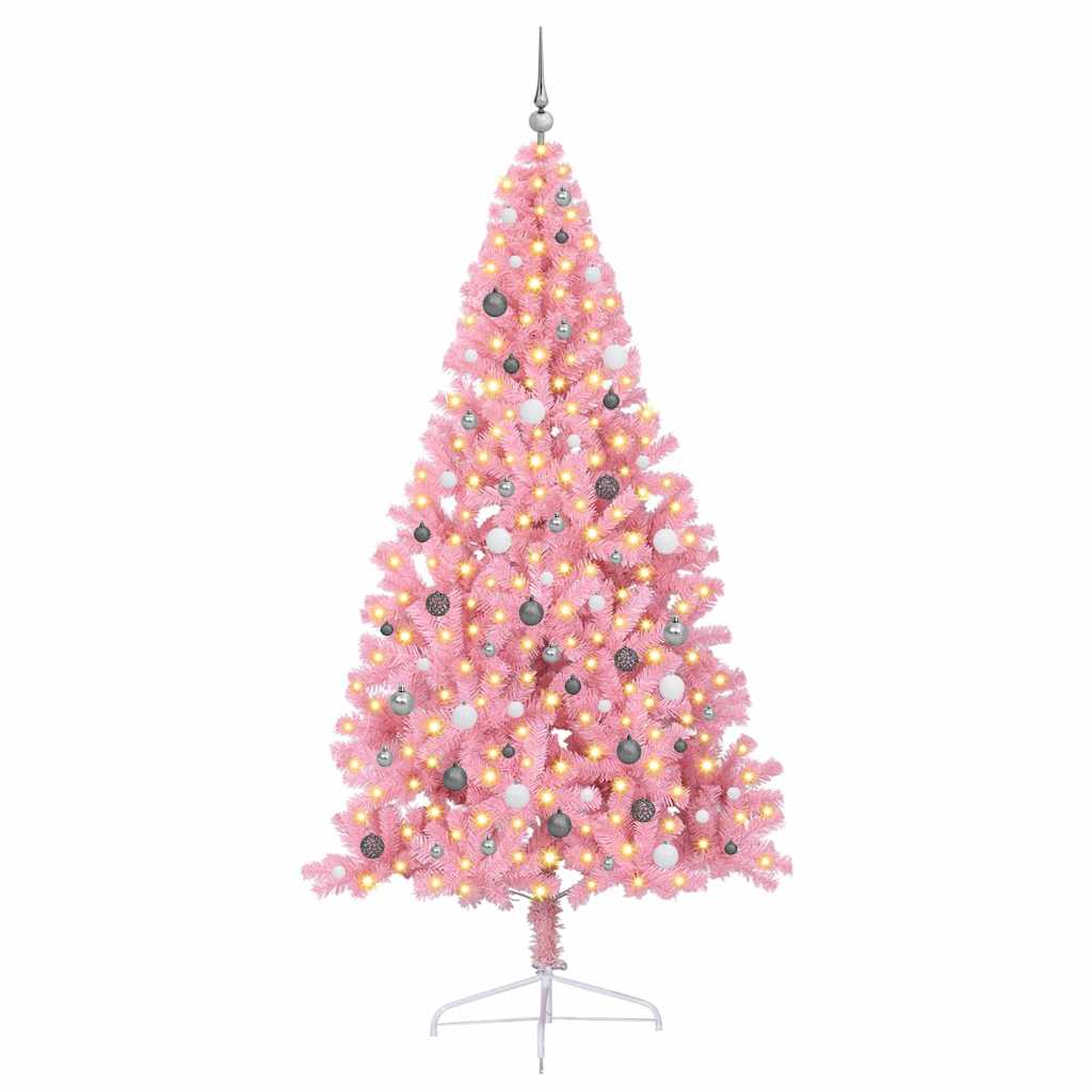 Albero di Natale artificiale con luci integrate Rosa 240 cm PVC