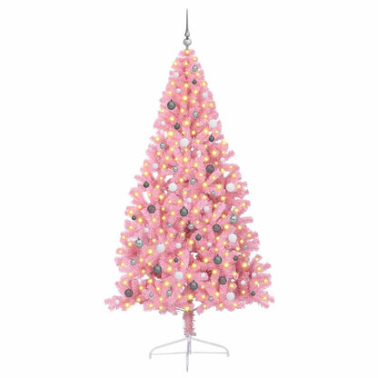 Albero di Natale artificiale con luci integrate Rosa 240 cm PVC