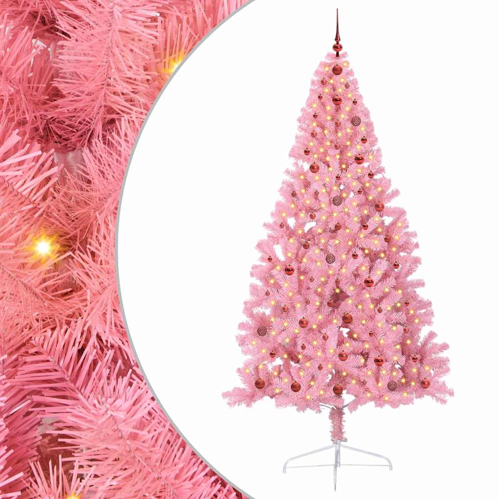 Albero di Natale artificiale con luci integrate Rosa 240 cm PVC