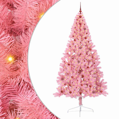 Albero di Natale artificiale con luci integrate Rosa 240 cm PVC