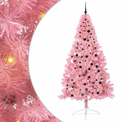 Albero di Natale artificiale con luci integrate Rosa 240 cm PVC