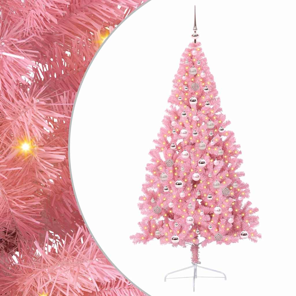 Albero di Natale artificiale con luci integrate Rosa 240 cm PVC