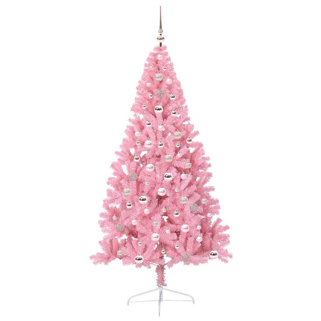 Albero di Natale artificiale con luci integrate Rosa 240 cm PVC
