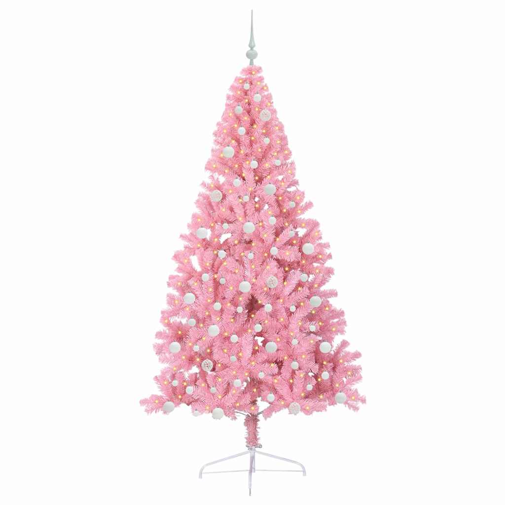 Albero di Natale artificiale con luci integrate Rosa 240 cm PVC
