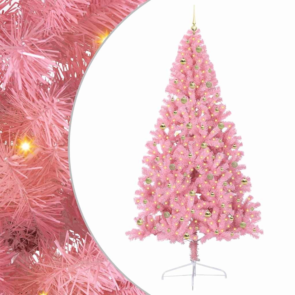 Albero di Natale artificiale con luci integrate Rosa 240 cm PVC