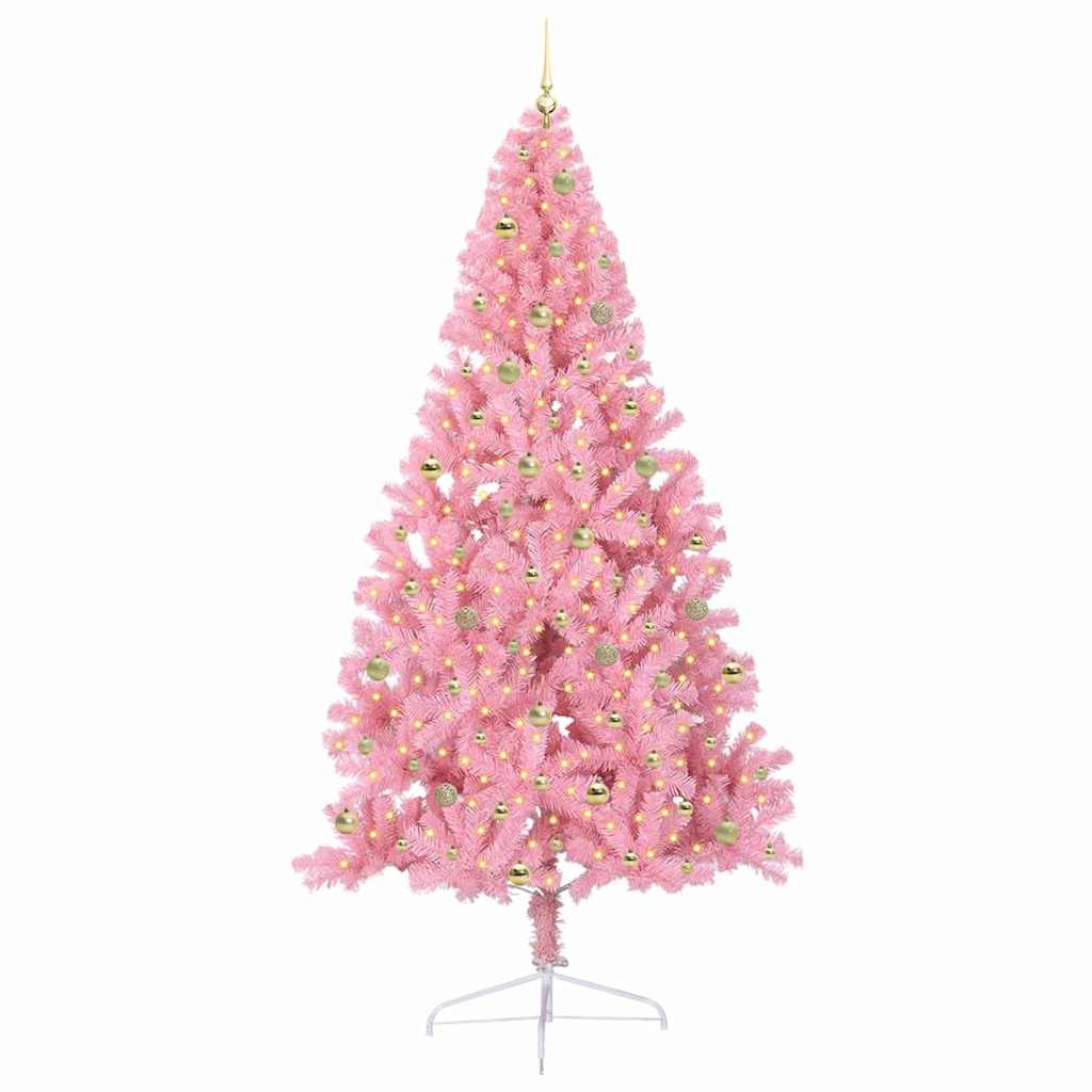 Albero di Natale artificiale con luci integrate Rosa 240 cm PVC