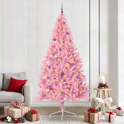 Albero di Natale artificiale con luci integrate Rosa 240 cm PVC