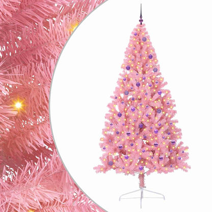 Albero di Natale artificiale con luci integrate Rosa 240 cm PVC