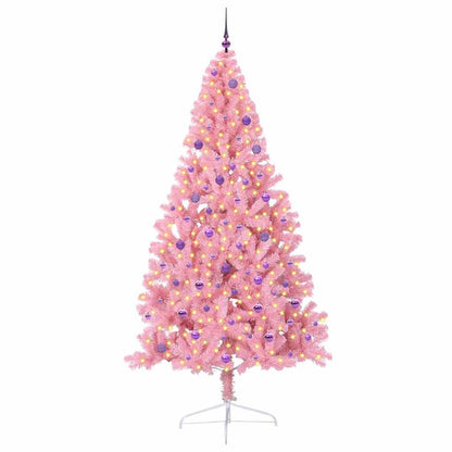 Albero di Natale artificiale con luci integrate Rosa 240 cm PVC