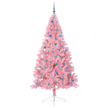 Albero di Natale artificiale con luci integrate Rosa 240 cm PVC
