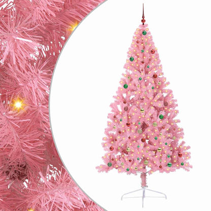 Albero di Natale artificiale con luci integrate Rosa 240 cm PVC