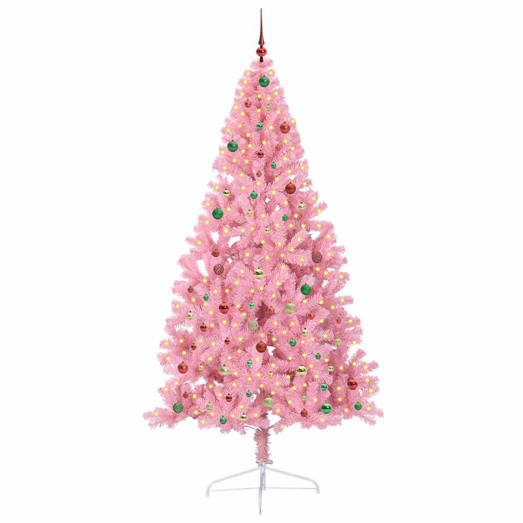 Albero di Natale artificiale con luci integrate Rosa 240 cm PVC