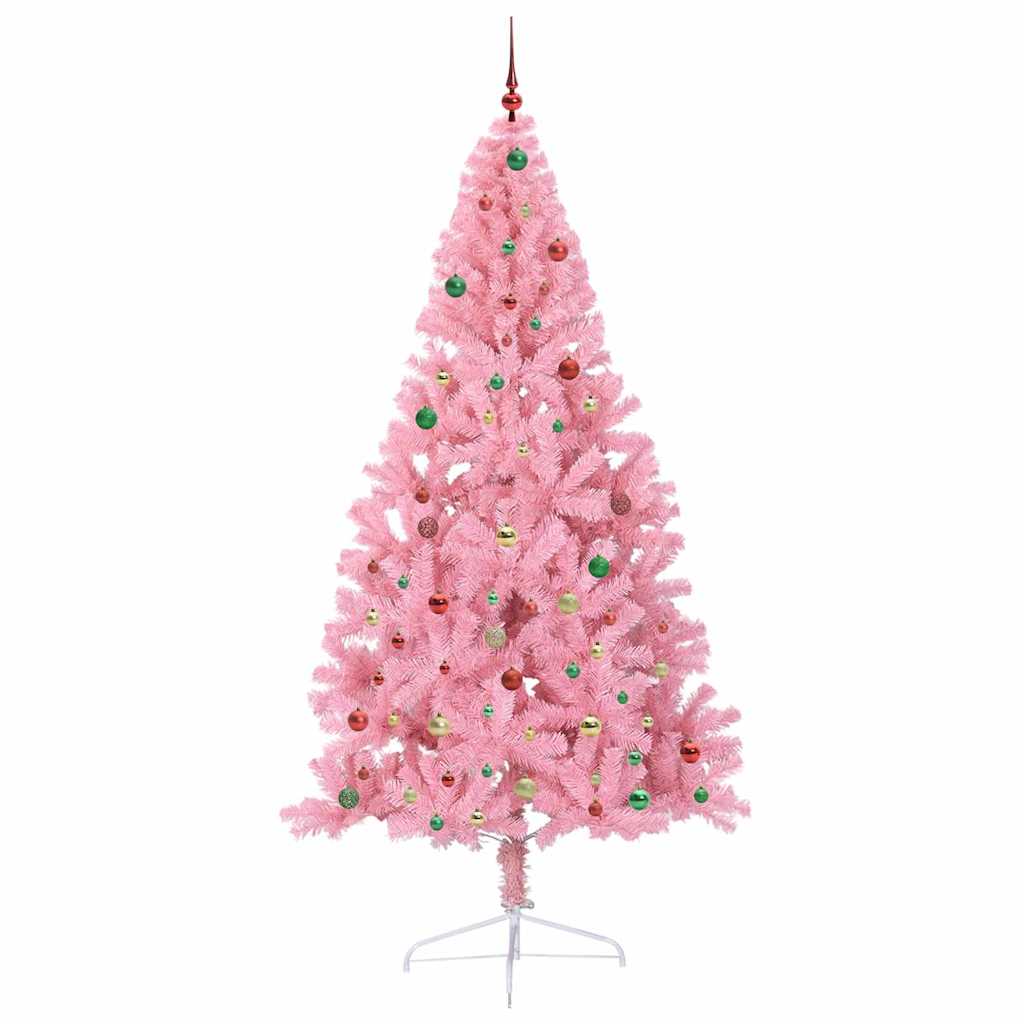 Albero di Natale artificiale con luci integrate Rosa 240 cm PVC