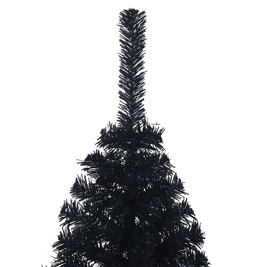 Albero di Natale artificiale con luci integrate Nero 120 cm PVC