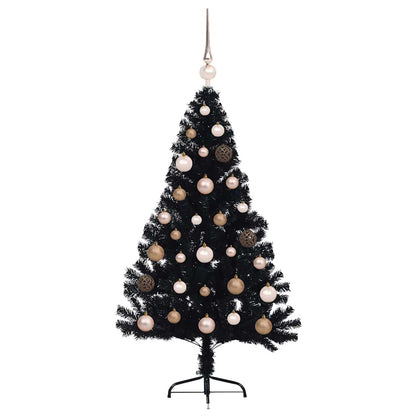 Albero di Natale artificiale con luci integrate Nero 120 cm PVC