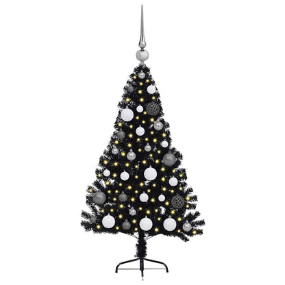 Albero di Natale artificiale con luci integrate Nero 120 cm PVC