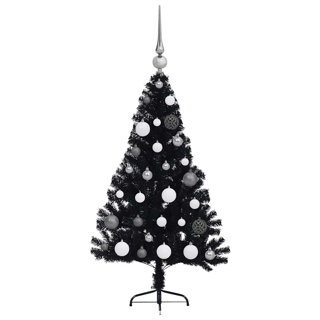 Albero di Natale artificiale con luci integrate Nero 120 cm PVC